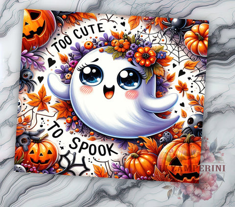 Too Cute To Spook 20oz Tumbler Wrap PNG, Cute Ghost Tumbler PNG Sublimation Design, Straight & Tapered Tumbler Wrap, Instant Digital Download Sublimation Li Zamperini 