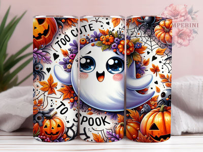 Too Cute To Spook 20oz Tumbler Wrap PNG, Cute Ghost Tumbler PNG Sublimation Design, Straight & Tapered Tumbler Wrap, Instant Digital Download Sublimation Li Zamperini 