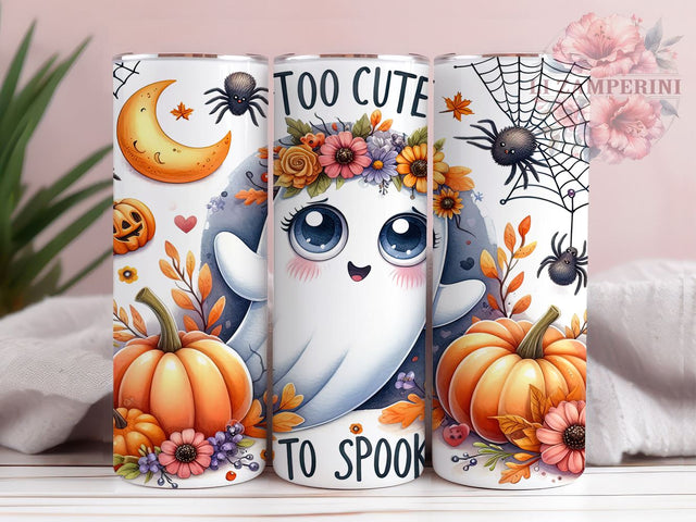 Too Cute To Spook 20oz Tumbler Wrap PNG, Cute Ghost Tumbler PNG Sublimation Design, Straight & Tapered Tumbler Wrap, Instant Digital Download Sublimation Li Zamperini 