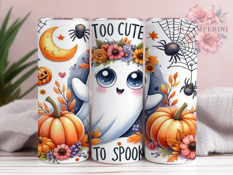 Too Cute To Spook 20oz Tumbler Wrap PNG, Cute Ghost Tumbler PNG Sublimation Design, Straight & Tapered Tumbler Wrap, Instant Digital Download Sublimation Li Zamperini 