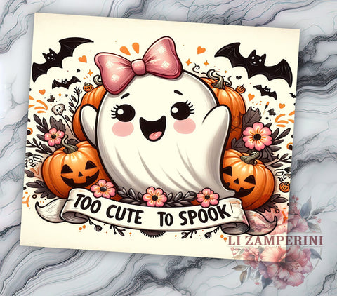 Too Cute To Spook 20oz Tumbler Wrap PNG, Spooky Season Tumbler PNG Sublimation Design, Straight & Tapered Tumbler Wrap, Instant Digital Download Sublimation Li Zamperini 