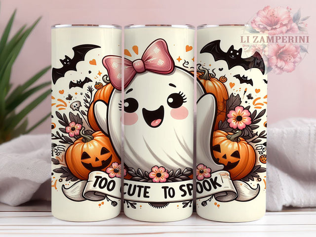 Too Cute To Spook 20oz Tumbler Wrap PNG, Spooky Season Tumbler PNG Sublimation Design, Straight & Tapered Tumbler Wrap, Instant Digital Download Sublimation Li Zamperini 