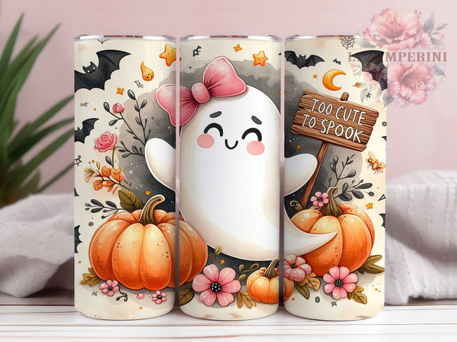 Too Cute To Spook 20oz Tumbler Wrap PNG, Spooky Season Tumbler PNG Sublimation Design, Straight & Tapered Tumbler Wrap, Instant Digital Download Sublimation Li Zamperini 