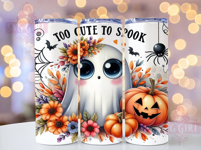 Too Cute To Spook 20oz Tumbler Wrap Sublimation Design, Straight Tapered Tumbler Wrap, Cute Ghost Tumbler Png, Instant Digital Download Sublimation SvggirlplusArt 