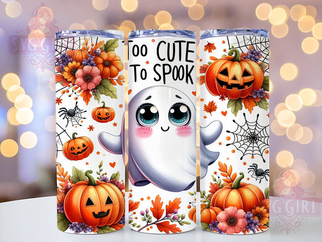 Too Cute To Spook 20oz Tumbler Wrap Sublimation Design, Straight Tapered Tumbler Wrap, Cute Ghost Tumbler Png, Instant Digital Download Sublimation SvggirlplusArt 