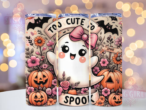 Too Cute To Spook 20oz Tumbler Wrap Sublimation Design, Straight Tapered Tumbler Wrap, Spooky Season Tumbler Png, Instant Digital Download Sublimation SvggirlplusArt 
