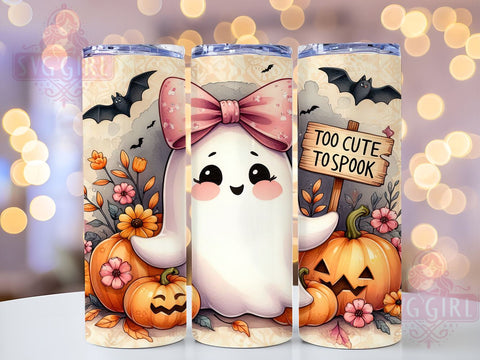 Too Cute To Spook 20oz Tumbler Wrap Sublimation Design, Straight Tapered Tumbler Wrap, Spooky Season Tumbler Png, Instant Digital Download Sublimation SvggirlplusArt 