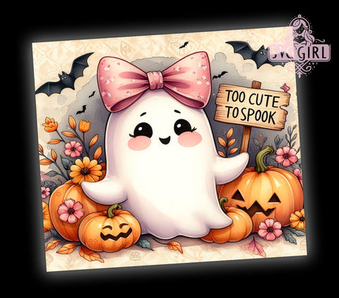 Too Cute To Spook 20oz Tumbler Wrap Sublimation Design, Straight Tapered Tumbler Wrap, Spooky Season Tumbler Png, Instant Digital Download Sublimation SvggirlplusArt 