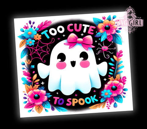 Too Cute To Spook 20oz Tumbler Wrap Sublimation Design, Straight Tapered Tumbler Wrap, Spooky Tumbler Png, Instant Digital Download Sublimation SvggirlplusArt 