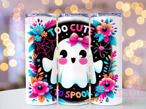 Too Cute To Spook 20oz Tumbler Wrap Sublimation Design, Straight Tapered Tumbler Wrap, Spooky Tumbler Png, Instant Digital Download Sublimation SvggirlplusArt 