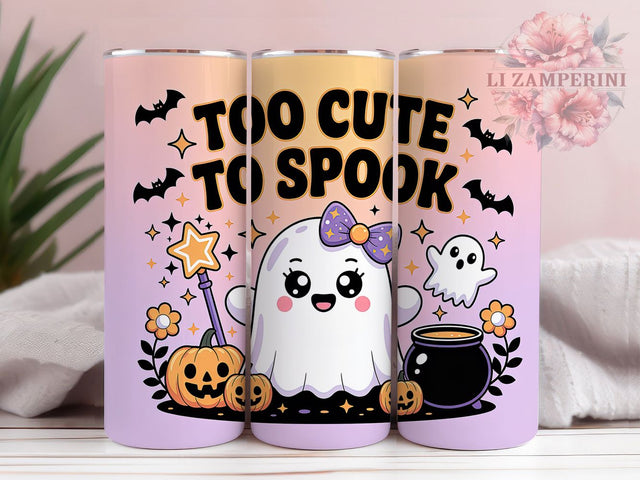 Too Cute To Spook Halloween Ghost Tumbler, Cute Ghost Cup Wrap, 20Oz Sublimation Design, Halloween Ghost Drinkware, Spooky Cute Coffee Cup, Autumn Ghost Tumbler, Adorable Halloween Mug Sublimation Li Zamperini 