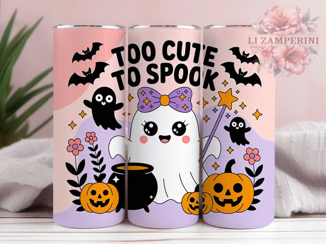 Too Cute To Spook Halloween Ghost Tumbler, Cute Ghost Cup Wrap, 20Oz Sublimation Design, Halloween Ghost Drinkware, Spooky Cute Coffee Cup, Autumn Ghost Tumbler, Adorable Halloween Mug Sublimation Li Zamperini 