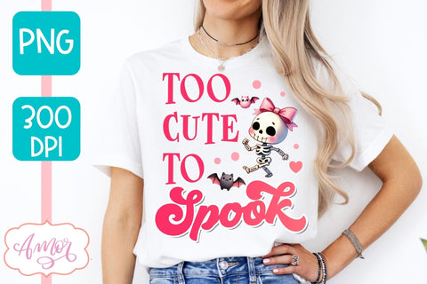 Too cute to spook PNG for sublimation | Pink Halloween PNG Sublimation Amorclipart 