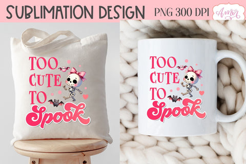Too cute to spook PNG for sublimation | Pink Halloween PNG Sublimation Amorclipart 
