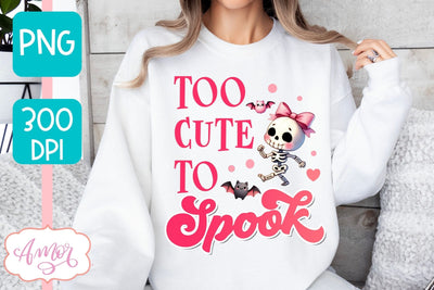 Too cute to spook PNG for sublimation | Pink Halloween PNG Sublimation Amorclipart 
