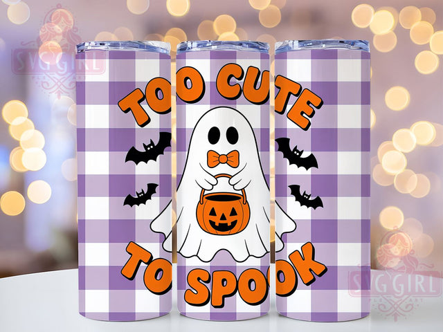 Too Cute To Spook Retro Ghost Tumbler, Retro Ghost Wrap, Spooky Cute Cup, 20Oz Sublimation Tumbler, Vintage Halloween Drinkware, Adorable Ghost Gift, Creepy Cute Wrap Sublimation SvggirlplusArt 