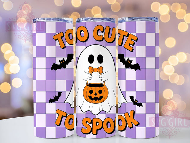 Too Cute To Spook Retro Ghost Tumbler, Retro Ghost Wrap, Spooky Cute Cup, 20Oz Sublimation Tumbler, Vintage Halloween Drinkware, Adorable Ghost Gift, Creepy Cute Wrap Sublimation SvggirlplusArt 