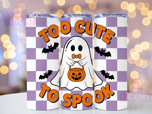 Too Cute To Spook Retro Ghost Tumbler, Retro Ghost Wrap, Spooky Cute Cup, 20Oz Sublimation Tumbler, Vintage Halloween Drinkware, Adorable Ghost Gift, Creepy Cute Wrap Sublimation SvggirlplusArt 