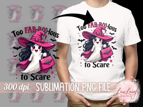 Too fab-boo-lous to scare sublimation png file, Halloween spooky cute witch design Sublimation Luvleigh Digitals 
