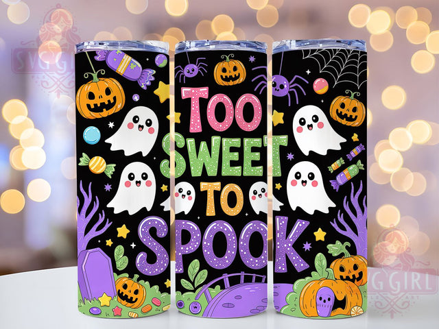 Too Sweet to Spook Kawaii Halloween Tumbler, Neon Kawaii Halloween Wrap, Cute Ghosts and Pumpkins Sublimation, Spooky Cute Drinkware, Glow in the Dark Halloween Cup, Pastel Goth Tumbler, Adorable Halloween De Sublimation SvggirlplusArt 