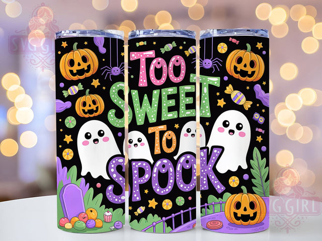 Too Sweet to Spook Kawaii Halloween Tumbler, Neon Kawaii Halloween Wrap, Cute Ghosts and Pumpkins Sublimation, Spooky Cute Drinkware, Glow in the Dark Halloween Cup, Pastel Goth Tumbler, Adorable Halloween De Sublimation SvggirlplusArt 