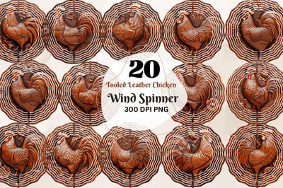 Tooled Leather Chicken Wind Spinner Sublimation Regulrcrative 