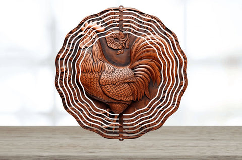 Tooled Leather Chicken Wind Spinner Sublimation Regulrcrative 