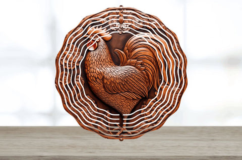 Tooled Leather Chicken Wind Spinner Sublimation Regulrcrative 