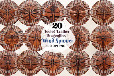 Tooled Leather Dragonflies Wind Spinner Bundle Sublimation Regulrcrative 