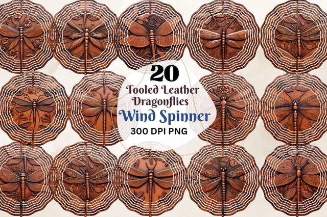 Tooled Leather Dragonflies Wind Spinner Bundle Sublimation Regulrcrative 