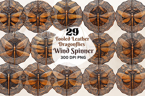 Tooled Leather Dragonflies Wind Spinner Sublimation Bundle Sublimation Regulrcrative 