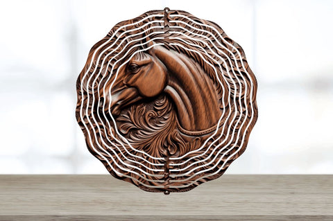 Tooled Leather Horse Wind Spinner Sublimation Regulrcrative 