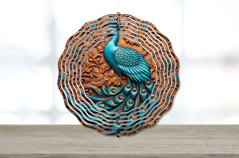 Tooled Leather Peacock Wind Spinner Sublimation Designs Bundle Sublimation Regulrcrative 