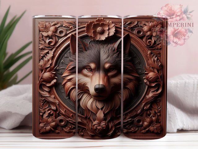 Tooled Leather Wolf Western Tumbler Wrap, 20Oz Sublimation Wrap, Wolf Drinkware Sublimation, Western Leather Cup Wrap, Rustic Wolf Tumbler Design, Cowboy Western Sublimation Sublimation Li Zamperini 