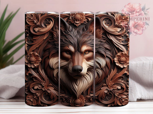 Tooled Leather Wolf Western Tumbler Wrap, 20Oz Sublimation Wrap, Wolf Drinkware Sublimation, Western Leather Cup Wrap, Rustic Wolf Tumbler Design, Cowboy Western Sublimation Sublimation Li Zamperini 