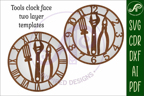 Tools wall clock laser cut files, SVG file SVG APInspireddesigns 