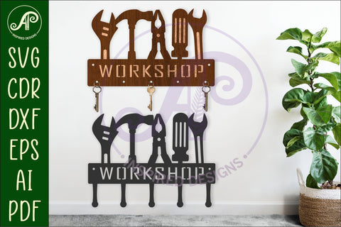 Tools, Workshop Key holder designs for wood and metal SVG APInspireddesigns 