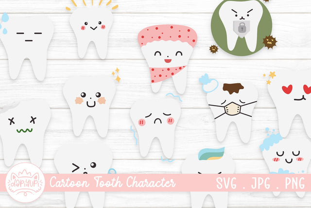 Tooth Character Illustration | Teeth SVG SVG dapiyupi store 
