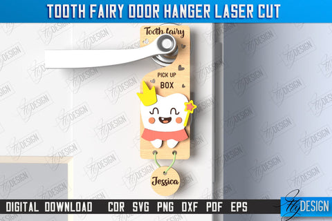 Tooth Fairy Door Hanger Laser Cut Bundle | Children's Room | Door Sign | CNC Files SVG Fly Design 