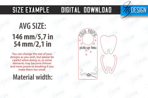 Tooth Fairy Door Hanger Laser Cut Bundle | Children's Room | Door Sign | CNC Files SVG Fly Design 