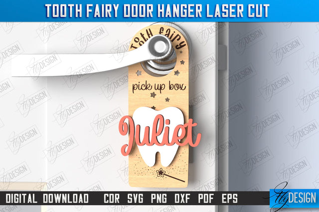 Tooth Fairy Door Hanger Laser Cut | Children's Room | Door Sign | CNC File SVG Fly Design 