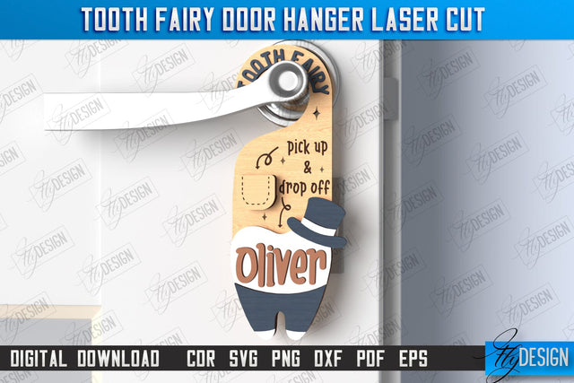 Tooth Fairy Door Hanger Laser Cut | Children's Room | Door Sign | CNC File SVG Fly Design 