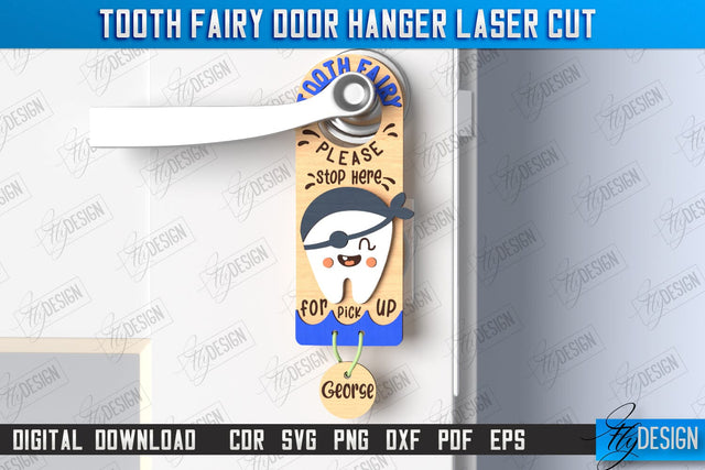 Tooth Fairy Door Hanger Laser Cut | Children's Room | Door Sign | CNC File SVG Fly Design 