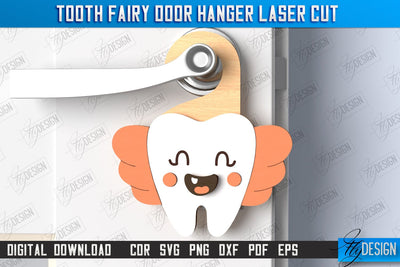 Tooth Fairy Door Hanger Laser Cut | Children's Room | Door Sign | CNC File SVG Fly Design 