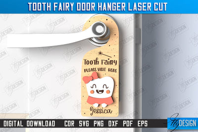 Tooth Fairy Door Hanger Laser Cut | Children's Room | Door Sign | CNC File SVG Fly Design 