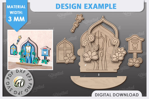 Tooth Fairy Door Laser Cut. Kids Room Decoration SVG SVG Evgenyia Guschina 