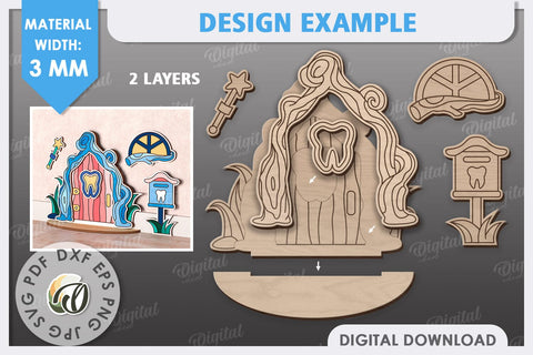 Tooth Fairy Door Laser Cut. Kids Room Decoration SVG SVG Evgenyia Guschina 