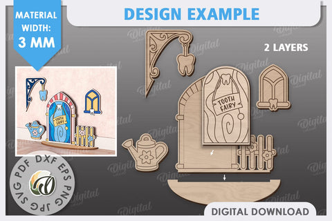 Tooth Fairy Door Laser Cut. Kids Room Decoration SVG SVG Evgenyia Guschina 