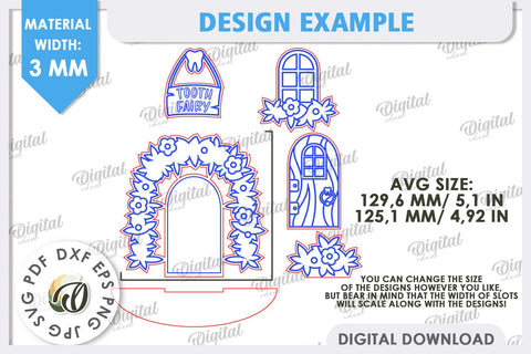 Tooth Fairy Door Laser Cut. Kids Room Decoration SVG SVG Evgenyia Guschina 