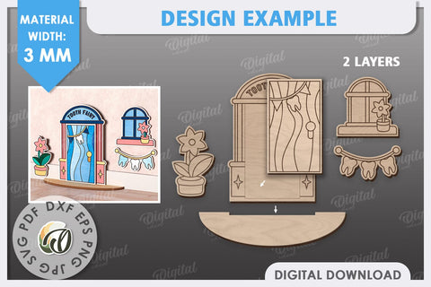 Tooth Fairy Door Laser Cut. Kids Room Decoration SVG SVG Evgenyia Guschina 